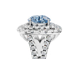 White gold Double Halo Fancy Blue Round  Cut Pave Split Shank Prong Set Ring_20