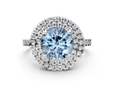 White gold Double Halo Fancy Blue Round  Diamond Pave Band with Four-Prong Setting_43