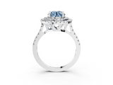 White gold Double Halo Fancy Blue Round  Diamond Pave Band with Four-Prong Setting_46