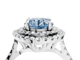 White gold Double Halo Fancy Blue Round  Diamond Pave Band with Four-Prong Setting_47