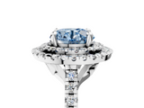 White gold Double Halo Fancy Blue Round  Diamond Pave Band with Four-Prong Setting_49