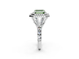White gold Double Halo Fancy Green Asscher Cut Diamond Split Shank Engagement Ring with Four-Prong Setting_5