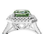 White gold Double Halo Fancy Green Asscher Cut Diamond Split Shank Engagement Ring with Four-Prong Setting_7