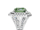 White gold Double Halo Fancy Green Asscher Cut Diamond Split Shank Engagement Ring with Four-Prong Setting_8
