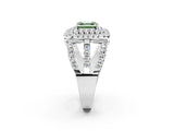 White gold Double Halo Fancy Green Asscher Cut Diamond Split Shank Pave Set Ring_5