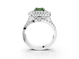 White gold Double Halo Fancy Green Asscher Cut Diamond Split Shank Pave Set Ring_6