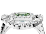 White gold Double Halo Fancy Green Asscher Cut Diamond Split Shank Prong Setting Ring_4