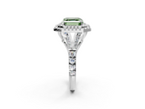 White gold Double Halo Fancy Green Asscher  Cut Diamond Split Shank Ring with Four Prong Setting_2