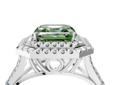 White gold Double Halo Fancy Green Asscher  Cut Diamond Split Shank Ring with Four Prong Setting_4