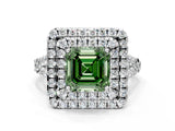 White gold Double Halo Fancy Green Asscher  Cut Pave Split Shank Prong Set Ring_15