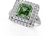 White gold Double Halo Fancy Green Asscher  Cut Pave Split Shank Prong Set Ring_16