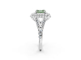 White gold Double Halo Fancy Green Asscher  Cut Pave Split Shank Prong Set Ring_17