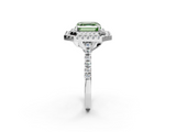 White gold Double Halo Fancy Green Asscher  Diamond Pave Band with Four-Prong Setting_2