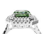 White gold Double Halo Fancy Green Asscher  Diamond Pave Band with Four-Prong Setting_4
