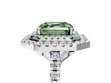 White gold Double Halo Fancy Green Asscher  Diamond Pave Band with Four-Prong Setting_5