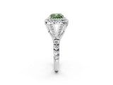 White gold Double Halo Fancy Green Cushion Cut Diamond Split Shank Engagement Ring with Four-Prong Setting_17