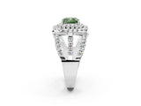 White gold Double Halo Fancy Green Cushion Cut Diamond Split Shank Pave Set Ring_5