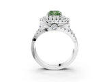 White gold Double Halo Fancy Green Cushion Cut Diamond Split Shank Pave Set Ring_6