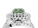 White gold Double Halo Fancy Green Cushion Cut Diamond Split Shank Pave Set Ring_7
