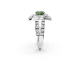 White gold Double Halo Fancy Green Cushion Cut Diamond Split Shank Prong Setting Ring_2