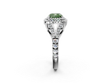 White gold Double Halo Fancy Green Cushion  Cut Diamond Split Shank Ring with Four Prong Setting_22