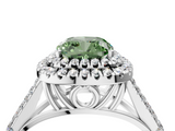 White gold Double Halo Fancy Green Cushion  Cut Diamond Split Shank Ring with Four Prong Setting_24