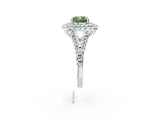 White gold Double Halo Fancy Green Cushion  Cut Pave Split Shank Prong Set Ring_17
