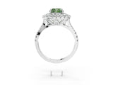 White gold Double Halo Fancy Green Cushion  Cut Pave Split Shank Prong Set Ring_18