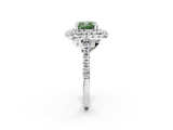 White gold Double Halo Fancy Green Cushion  Diamond Pave Band with Four-Prong Setting_46