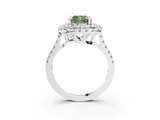 White gold Double Halo Fancy Green Cushion  Diamond Pave Band with Four-Prong Setting_47