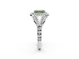 White gold Double Halo Fancy Green Emerald Cut Diamond Split Shank Engagement Ring with Four-Prong Setting_17
