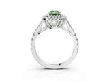 White gold Double Halo Fancy Green Emerald Cut Diamond Split Shank Engagement Ring with Four-Prong Setting_18
