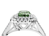White gold Double Halo Fancy Green Emerald Cut Diamond Split Shank Engagement Ring with Four-Prong Setting_19