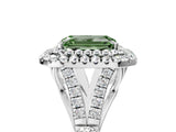White gold Double Halo Fancy Green Emerald Cut Diamond Split Shank Engagement Ring with Four-Prong Setting_20