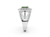White gold Double Halo Fancy Green Emerald Cut Diamond Split Shank Pave Set Ring_5
