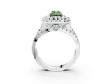 White gold Double Halo Fancy Green Emerald Cut Diamond Split Shank Pave Set Ring_6