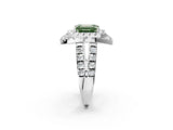 White gold Double Halo Fancy Green Emerald Cut Diamond Split Shank Prong Setting Ring_2