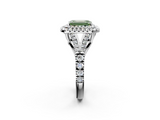 White gold Double Halo Fancy Green Emerald  Cut Diamond Split Shank Ring with Four Prong Setting_22
