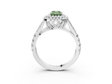 White gold Double Halo Fancy Green Emerald  Cut Diamond Split Shank Ring with Four Prong Setting_23