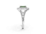 White gold Double Halo Fancy Green Emerald  Cut Pave Split Shank Prong Set Ring_17