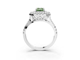 White gold Double Halo Fancy Green Emerald  Cut Pave Split Shank Prong Set Ring_18