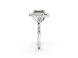 White gold Double Halo Fancy Green Emerald  Diamond Pave Band with Four-Prong Setting_46