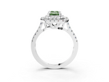 White gold Double Halo Fancy Green Emerald  Diamond Pave Band with Four-Prong Setting_47