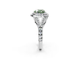 White gold Double Halo Fancy Green Heart Cut Diamond Split Shank Engagement Ring with Four-Prong Setting_17