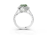 White gold Double Halo Fancy Green Heart Cut Diamond Split Shank Engagement Ring with Four-Prong Setting_18