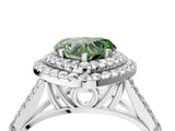 White gold Double Halo Fancy Green Heart Cut Diamond Split Shank Engagement Ring with Four-Prong Setting_19
