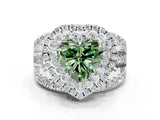 White gold Double Halo Fancy Green Heart Cut Diamond Split Shank Pave Set Ring_3