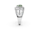 White gold Double Halo Fancy Green Heart Cut Diamond Split Shank Pave Set Ring_5