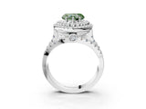 White gold Double Halo Fancy Green Heart Cut Diamond Split Shank Pave Set Ring_6
