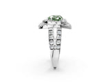 White gold Double Halo Fancy Green Heart Cut Diamond Split Shank Prong Setting Ring_2